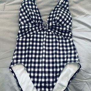 Black and white plaid bathing suit
